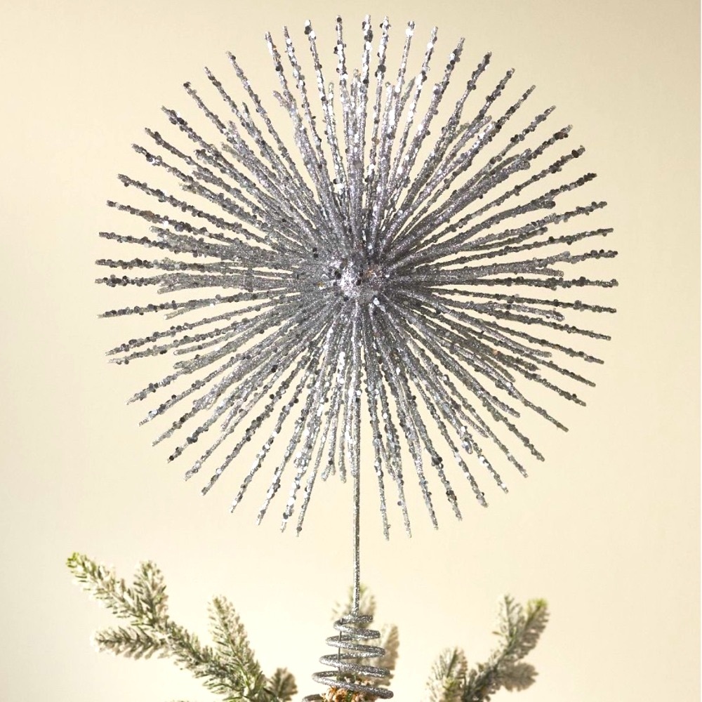 Anthropologie Shimmering Silver Starburst Tree Topper